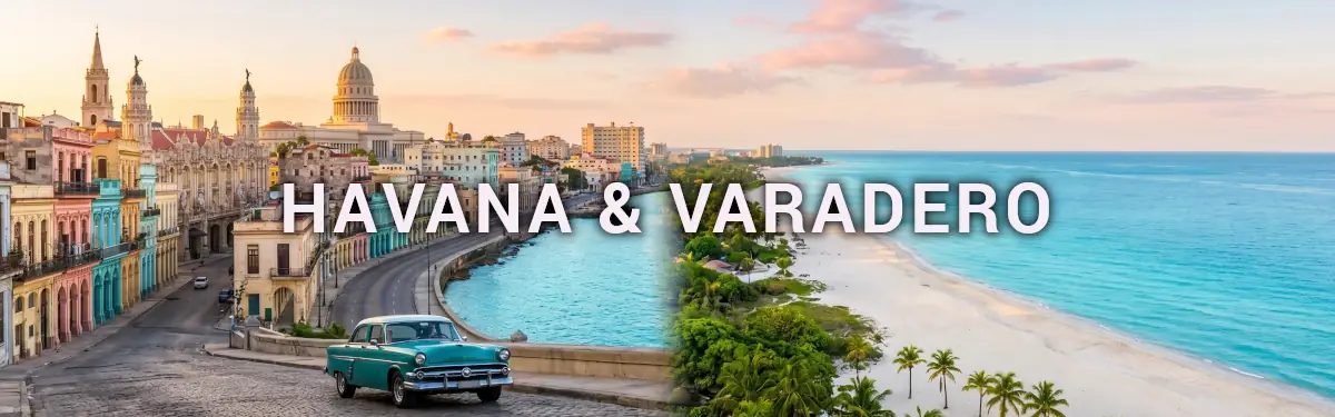Combinado Havana e Varadero: Carro clássico em Havana Velha e praia de Varadero