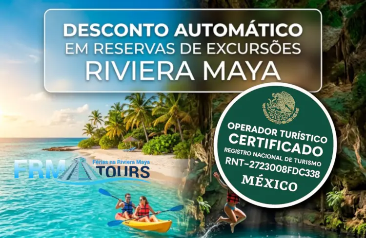 Desconto Automático & Lugares Garantidos em Excursões - Riviera Maya. Reserve com antecedência para garantir lugares limitados em grupos pequenos e ative o desconto direto por pessoa no carrinho.