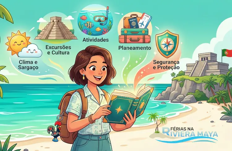 Guia definitivo de viagem para portugueses na Riviera Maya com dicas de clima, excursões e segurança