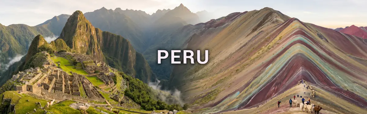 Roteiro Perú Completo: Colagem com Machu Picchu, Linhas de Nazca, falésias de Lima, Catedral de Cusco e ilhas flutuantes dos Uros