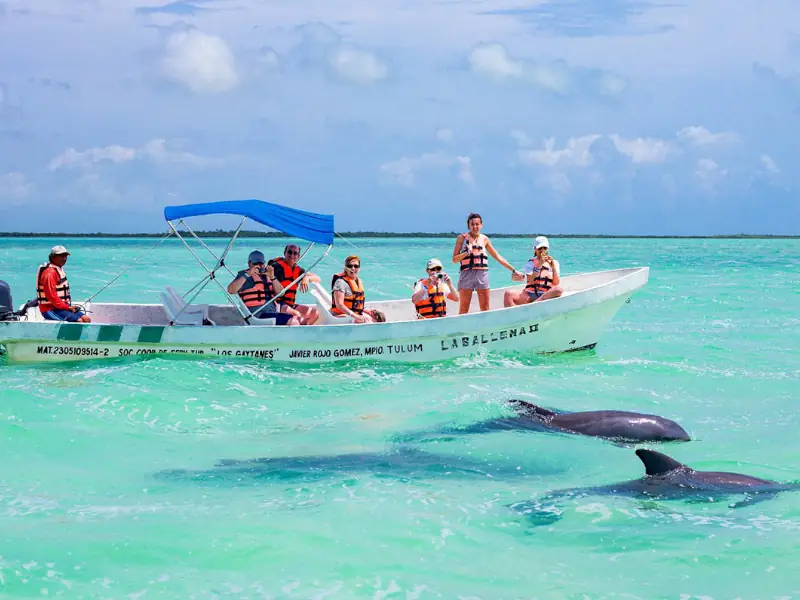 Excursão Sian Ka’an Reserva - Avistamento de golfinhos a partir de um barco na biosfera de Sian Ka’an